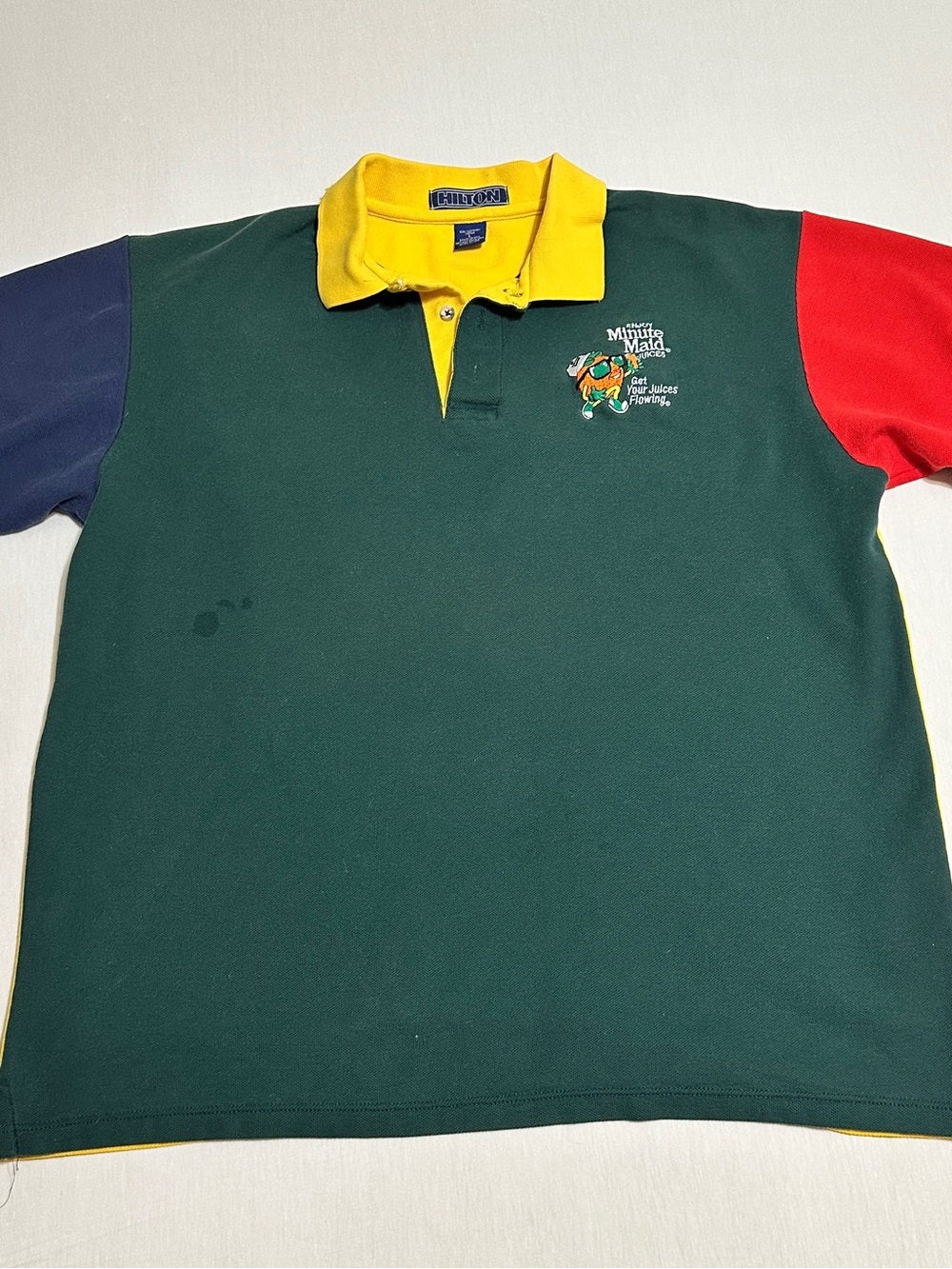 Colorblock Polo Shirt - Green with Yellow Collar